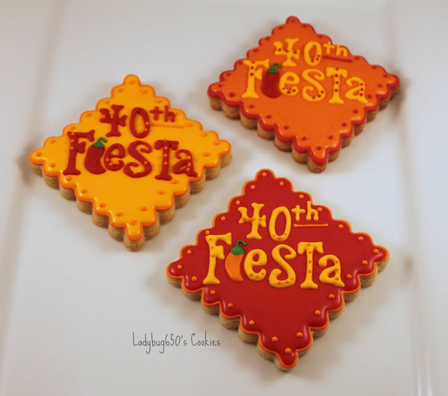12 Fiesta cookies, handmade & iced