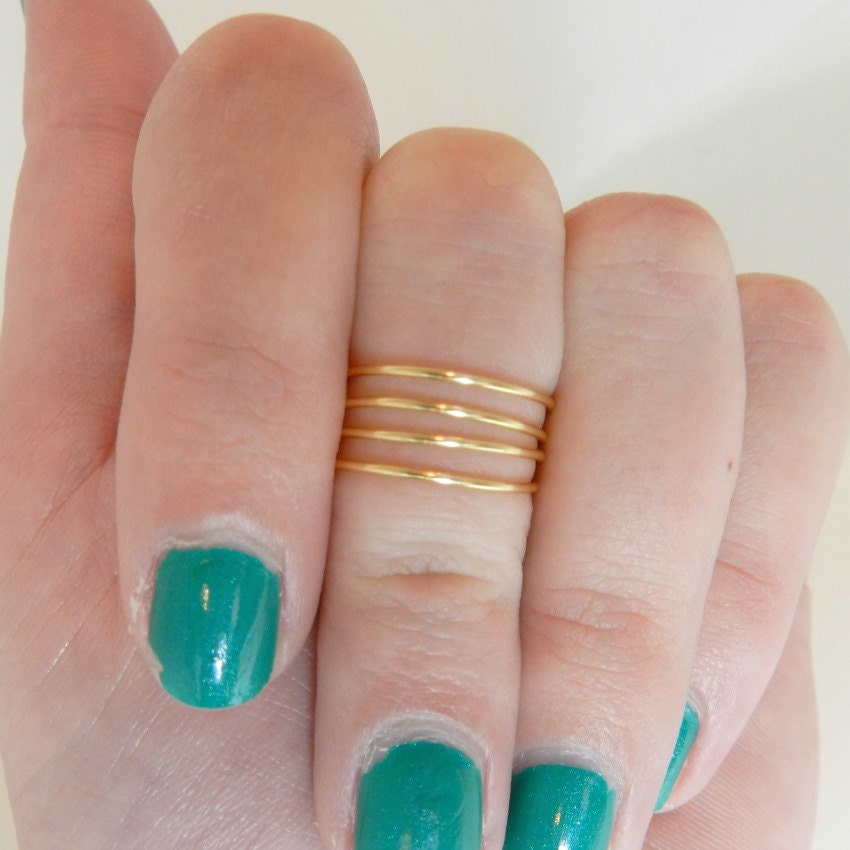 Knuckle Ring, Mid Finger Ring, Midi Ring, Gold Spiral Knuckle Ring