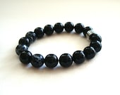 Black onyx and agate bracelet / unisex bracelet / beaded bracelet / summer bracelet / stacking bracelet / boho chic