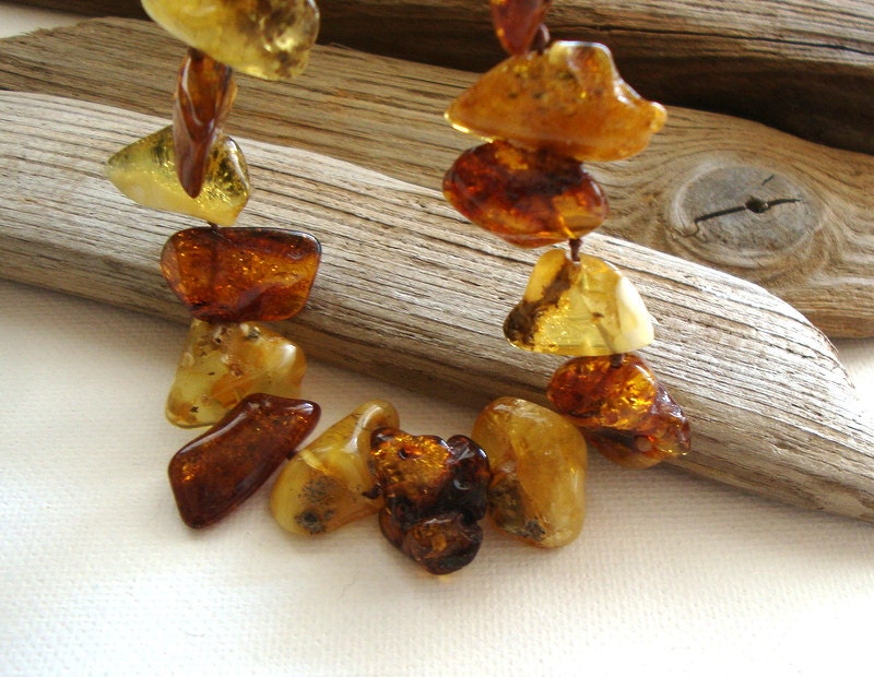 Baltic amber necklace / summer necklace / nature / rustic necklace / honey / yellow