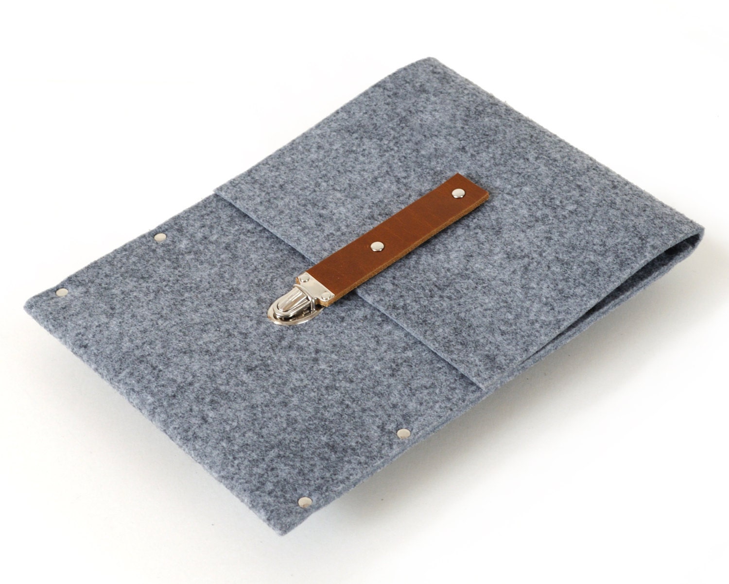 Microsoft Surface Sleeve, Case, Cover grey synthetic felt and brown genuine leather handmade by SleeWay