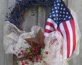 Patriotic Wreath, American Flag Wreath, Americana, 4th of July