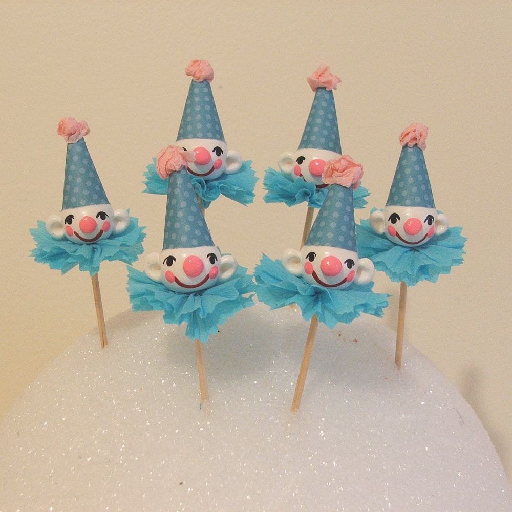 Circus Clowns in Blue Hats Cupcake Toppers/Picks Il_170x135