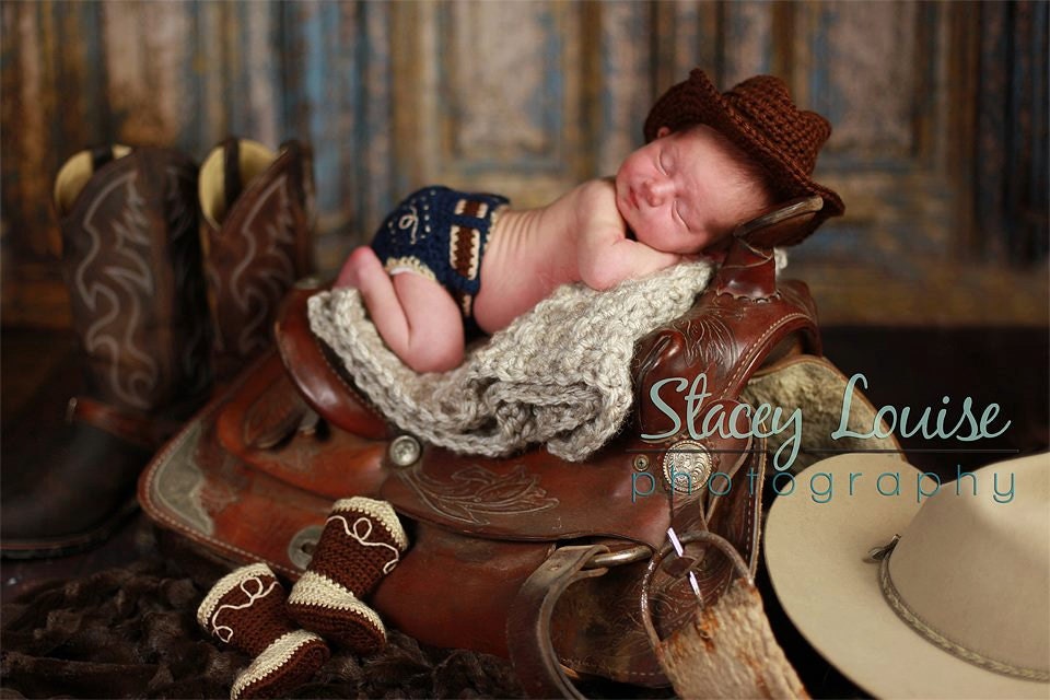 Country Cowboy Hat Set- MADE to ORDER- Photo prop, costume, Newborn photos