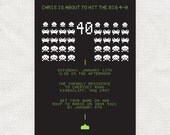 space invader invitation - printable file