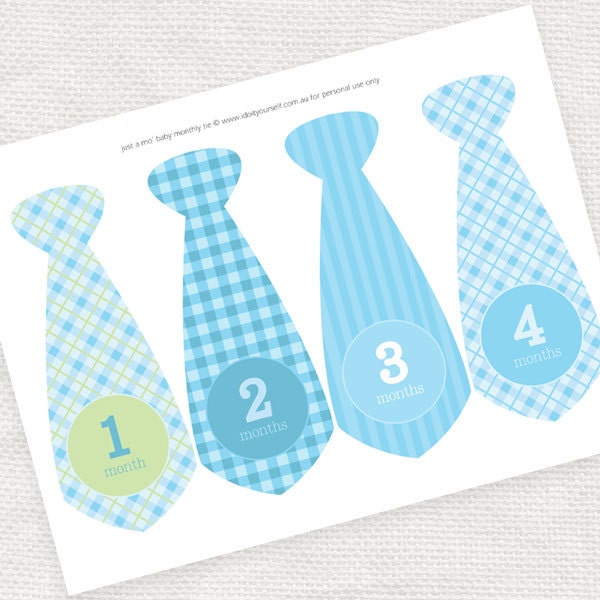 baby month milestone tie stickers - printable file - DIY monthly