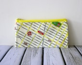 New York zipper pouch I LOVE NY pencil case, a souvenir from New York, zipper pouch with yellow zipper and a map pattern of New York city