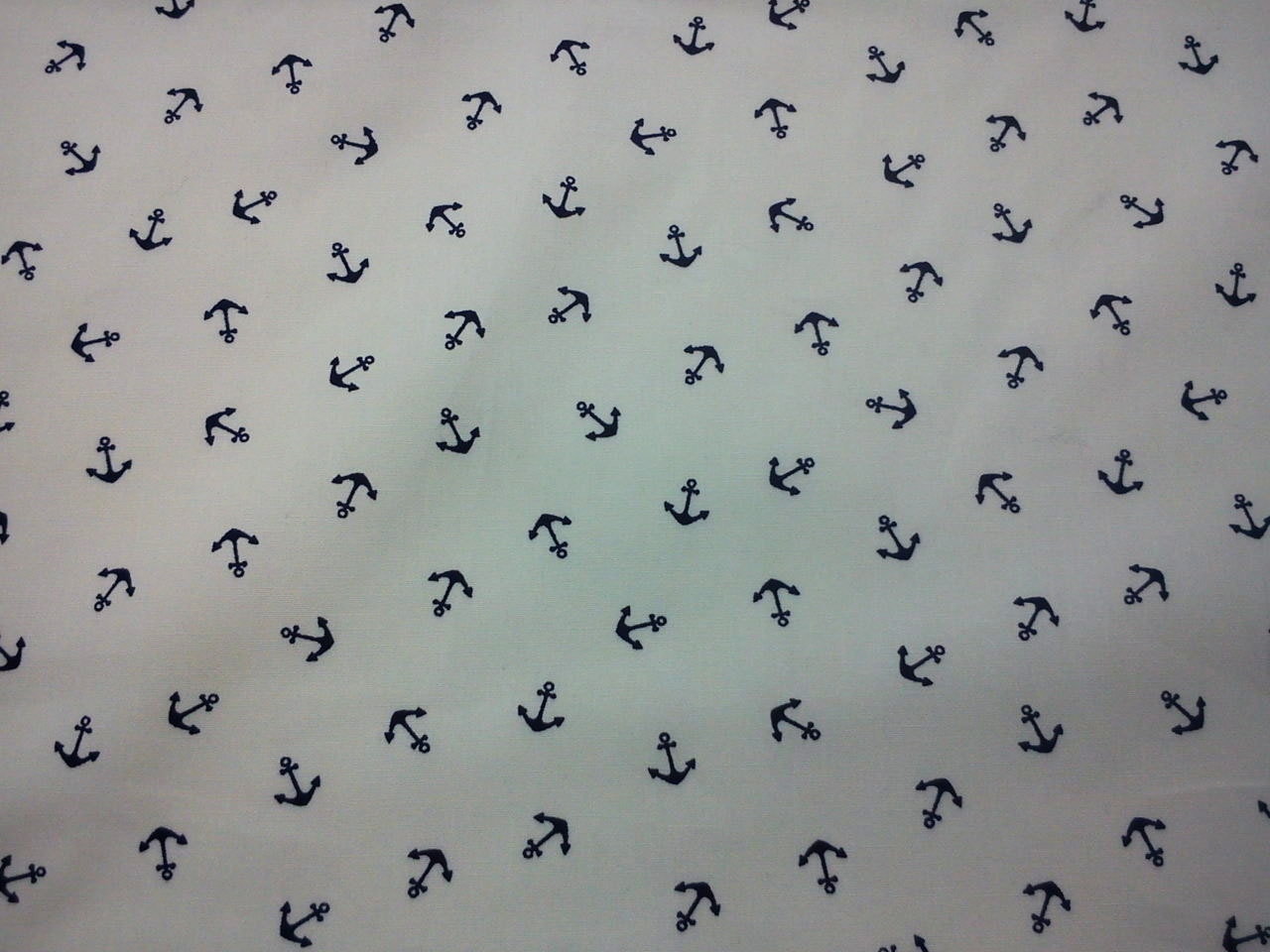 Navy blue anchor, on white, fat quarter, pure cotton fabric