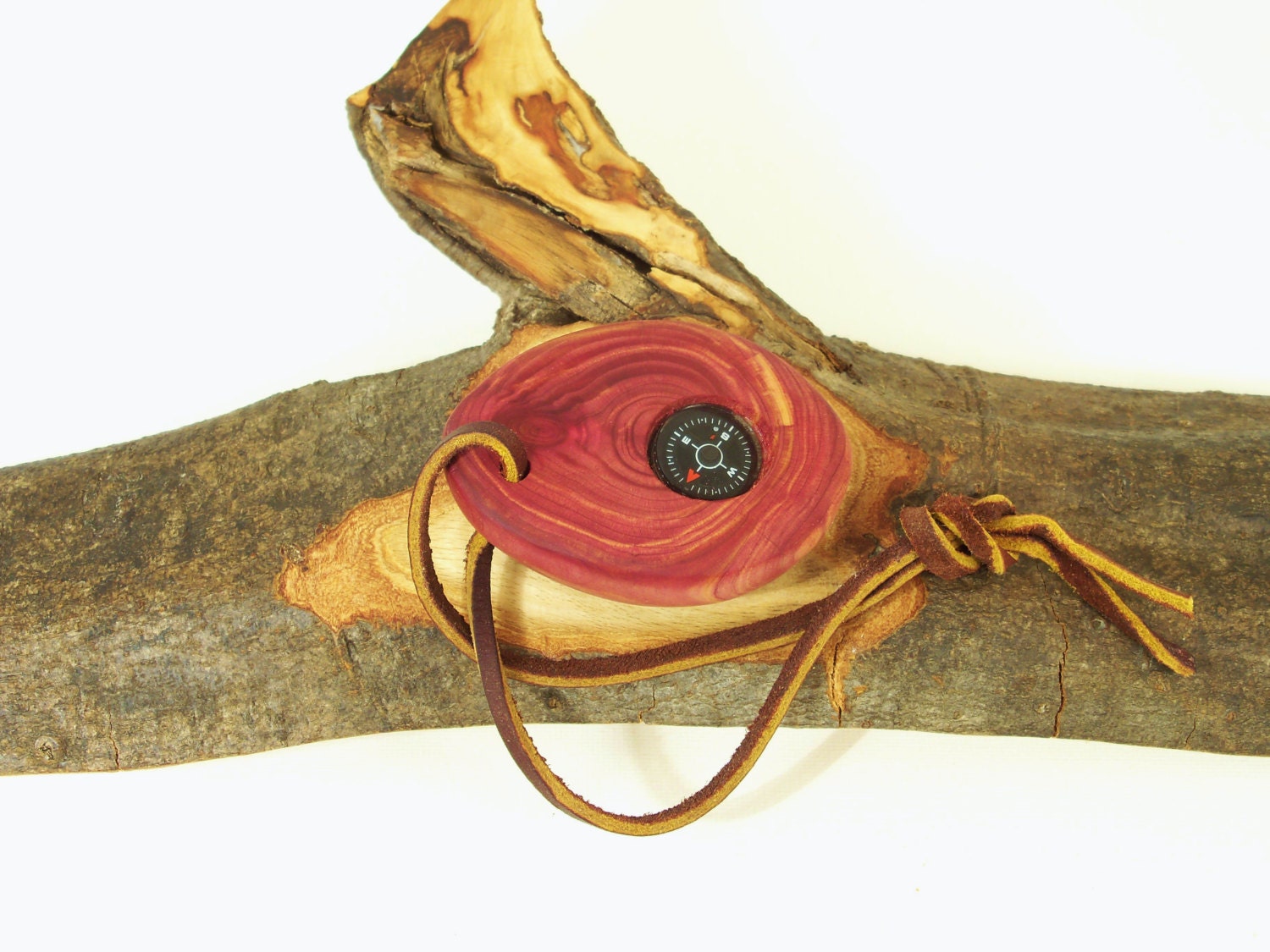 Walking stick Compass Hiking Camping Treking Waldorf Wooden Red Cedar Heart Wood