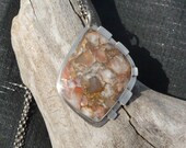 Red Calcite with Bronze Sterling Silver Necklace