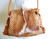 Incredible Vintage 80s Italian Checkered Goat Fur Mohawk Purse by Roseeni