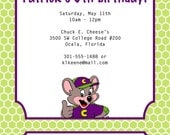 Chuck E Cheese Birthday Invitation