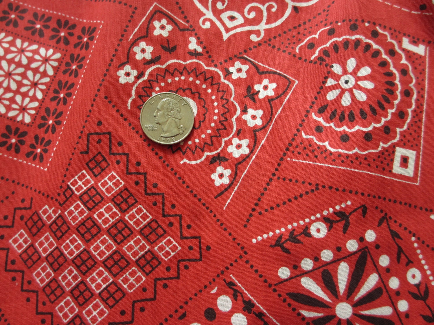Vintage Red Bandana Fabric 9 Yards