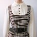 Vintage Long Dress Belted Peter Pan Bib Zebra Stripe From Lord and Talyor