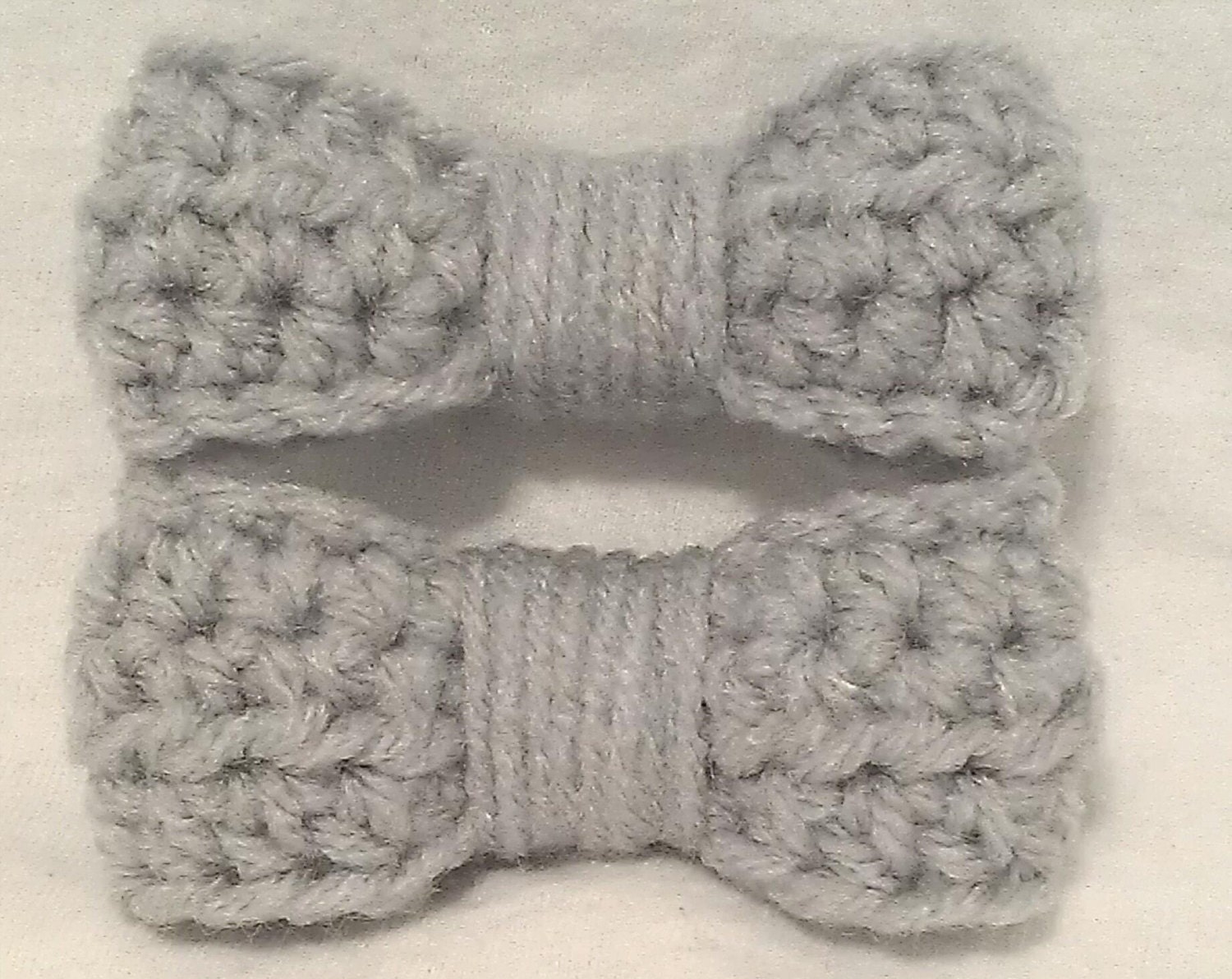 Crocheted Bow Clip Set (Grey)