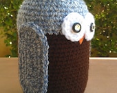 Crocheted Owl Jar in Denim