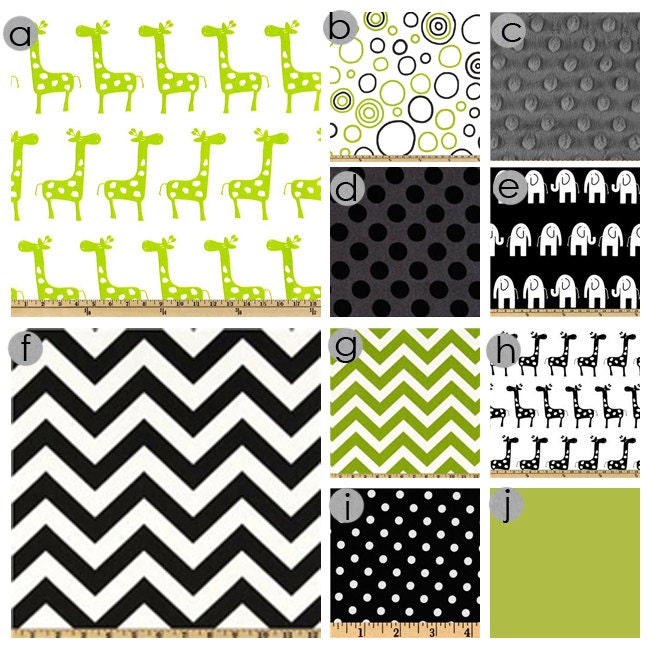 Custom Crib bedding - Green and Black