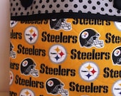 Large Handmade Tote with Black Polka Dot Lining -- Go Steelers