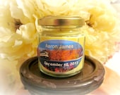 Sample, Baby Boy Train Favor, Name and Birthdate, Your Message, Green Train, Custom Candle, Soy Candle