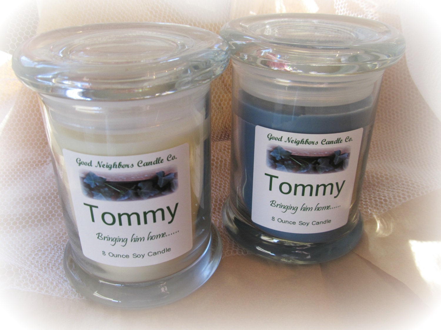Soy Candle, Adoption Fund raiser, Tommy, Hemp Wick, You Choose Fragrance, Fitted Lid