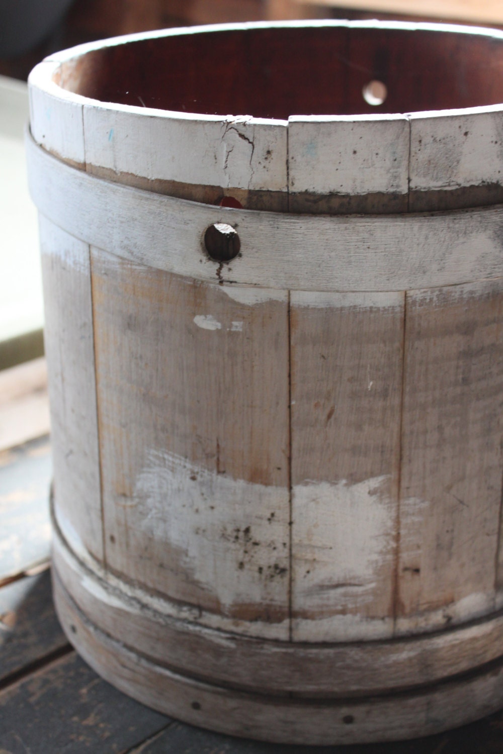 Primitive White Firkin - Old Paint - SALE