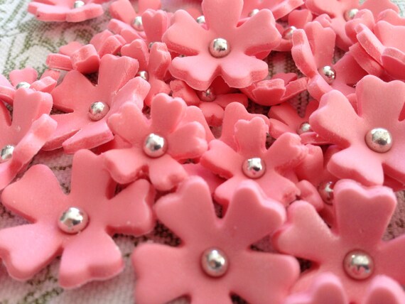 NEW FLOWER Primrose 5 petal Coral Flowers 3D 100% edible Cupcake & Cake Fondant Toppers