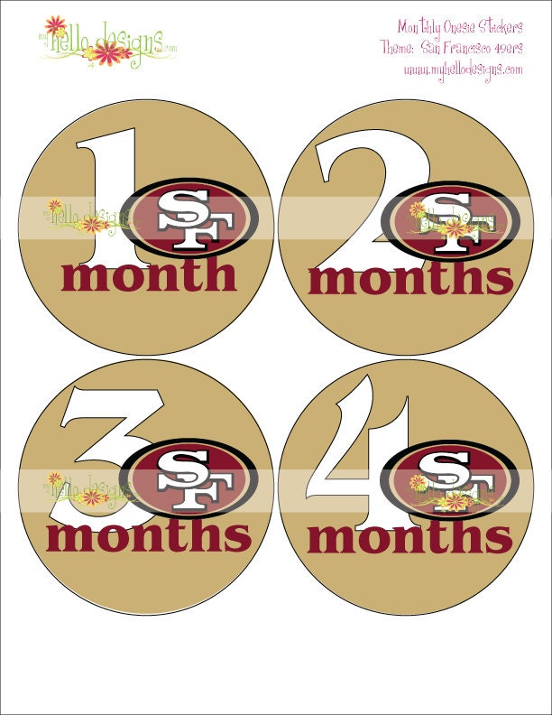 NFL Monthly Stickers: San Francisco 49ers (FREE Just Born Sticker Included)