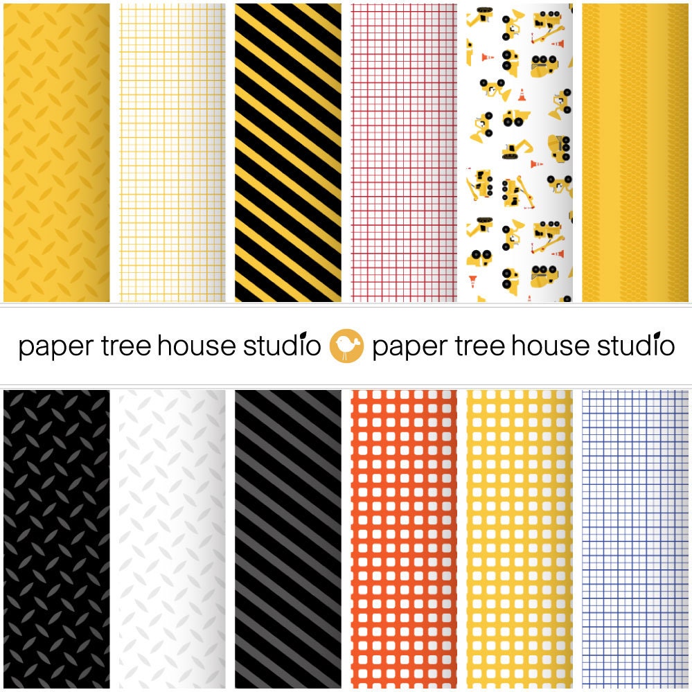 Digital Papers - Construction Zone  -Twelve Print Ready Files