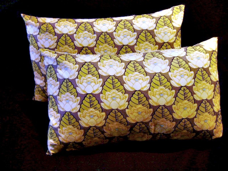 Pair of Pillow Covers 12 x 20 Gray Lotus by Lilikins Home