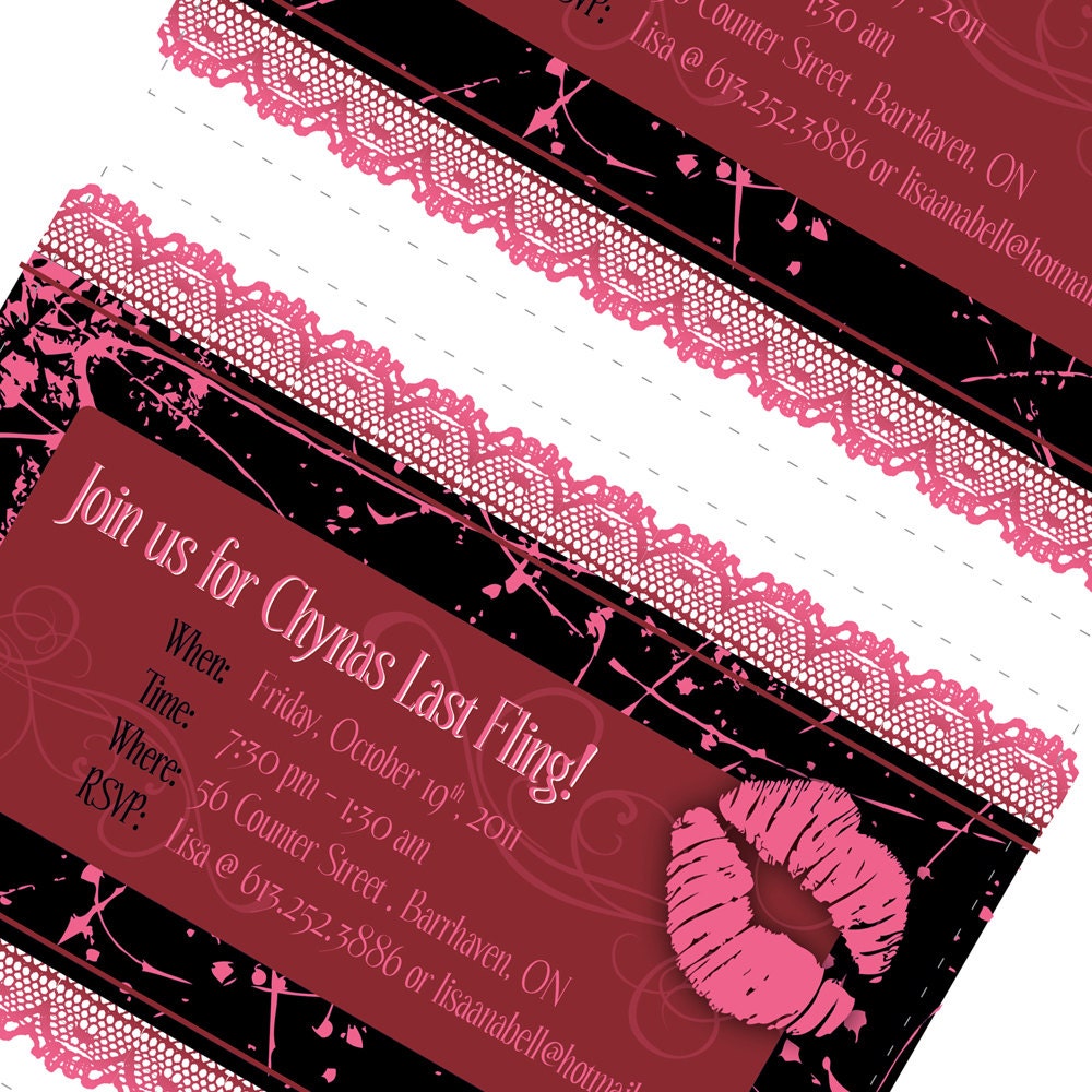 Bachelorette Party Invitations . PRINTABLE . Dark Passion
