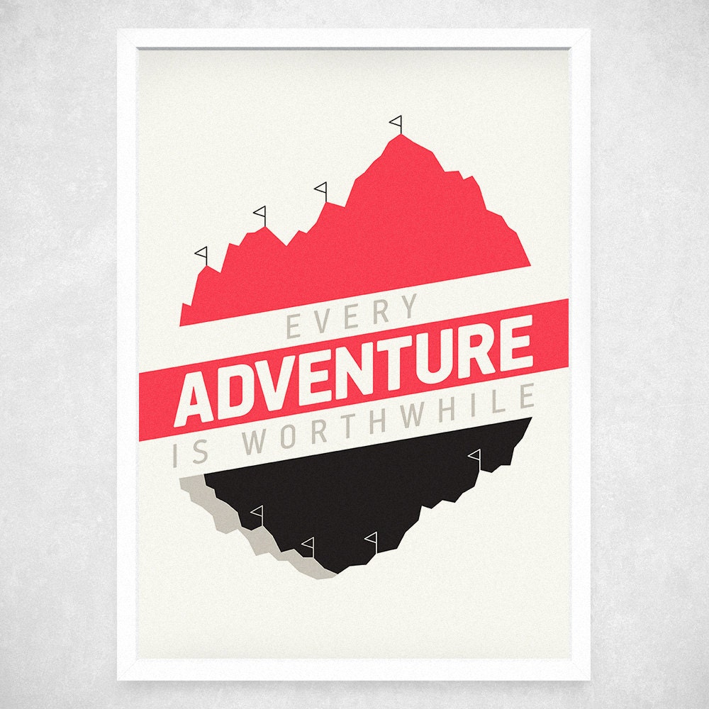 Every Adventure Is Worthwhile - A3 Art Print - Amelia Earhart, typographic print, typography poster, wall quote, inspirational quote