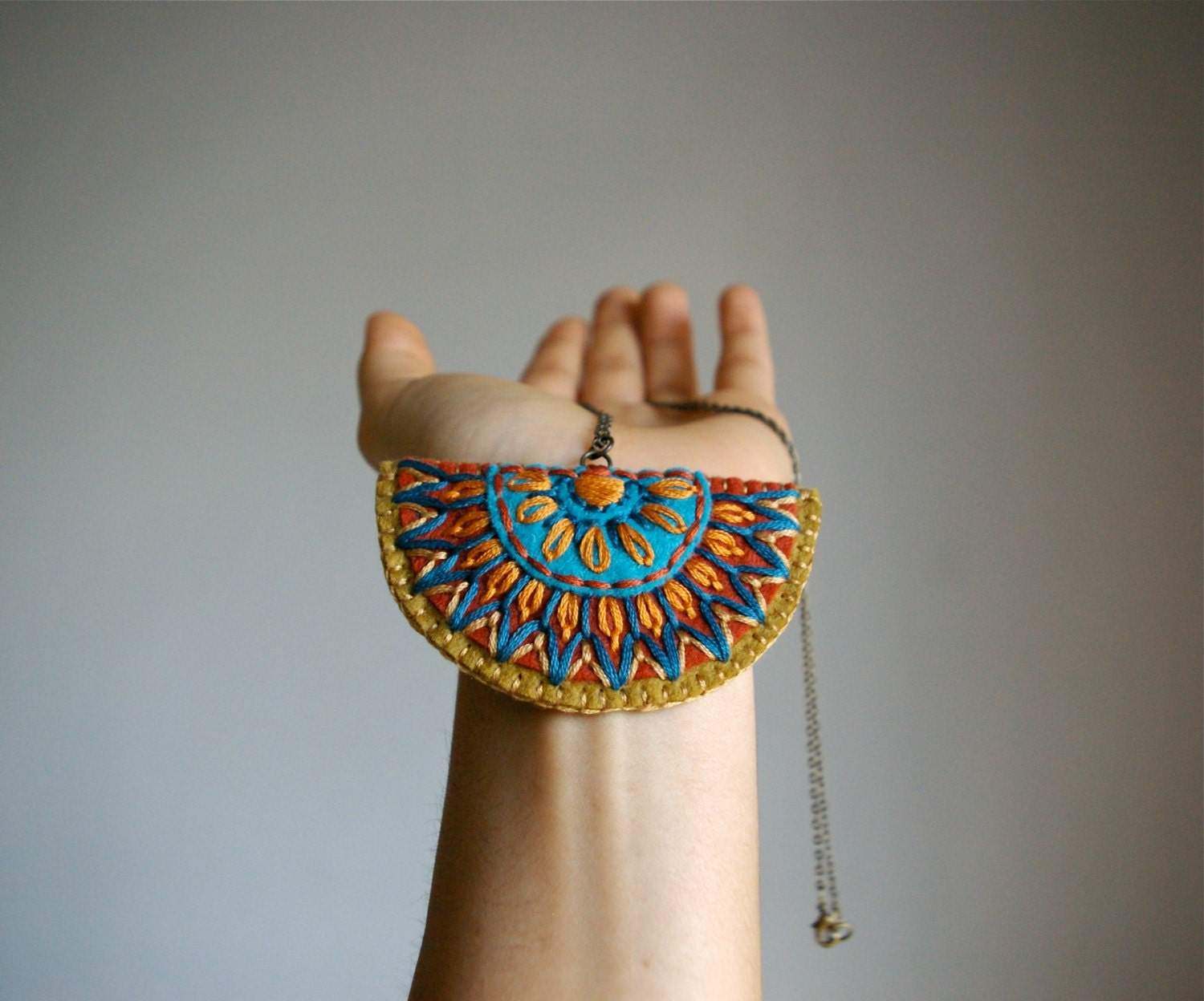 Wool Felt Necklace // Hand Embroidered // LoftFullOfGoodies