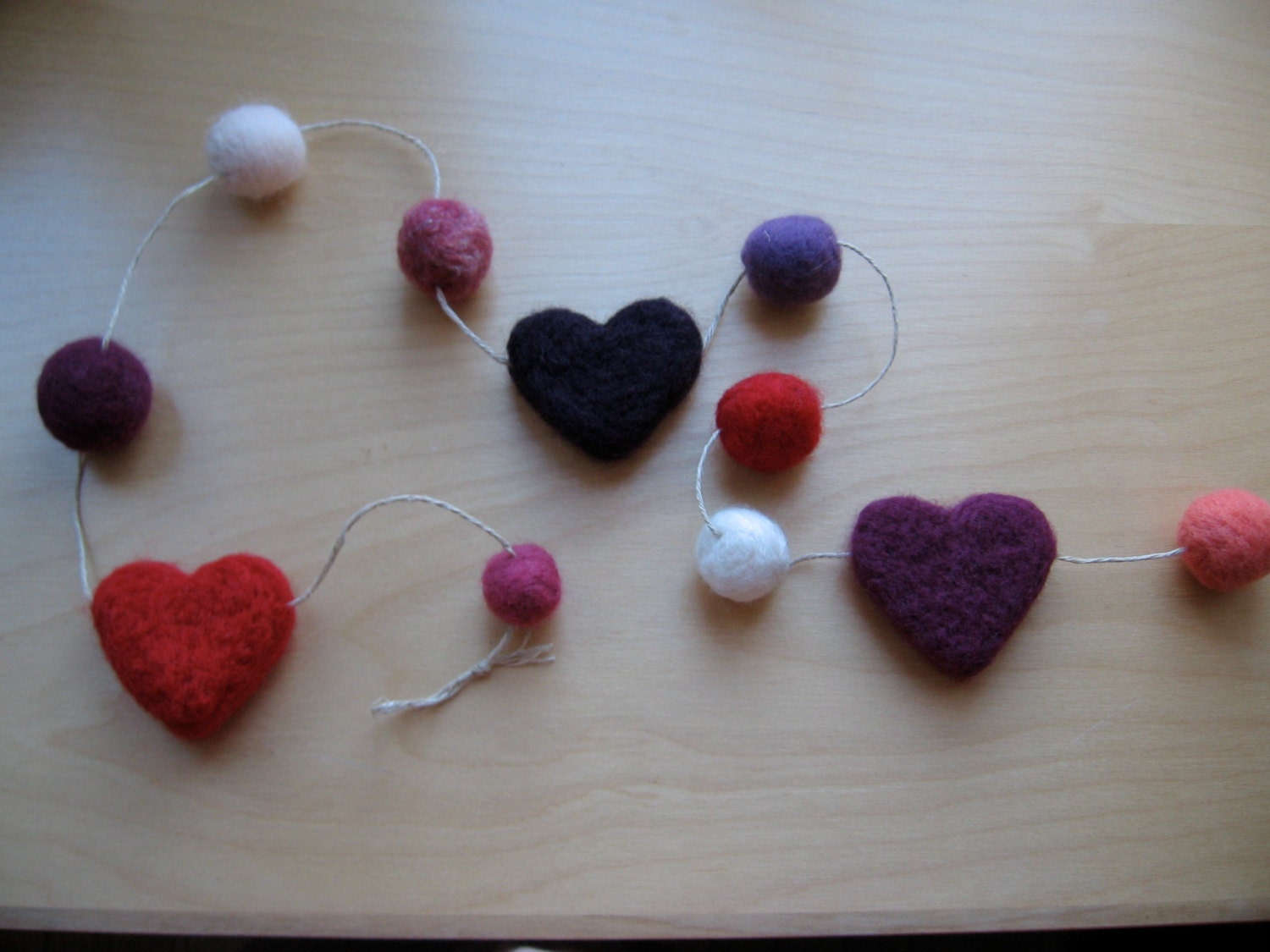 Heart felted garland