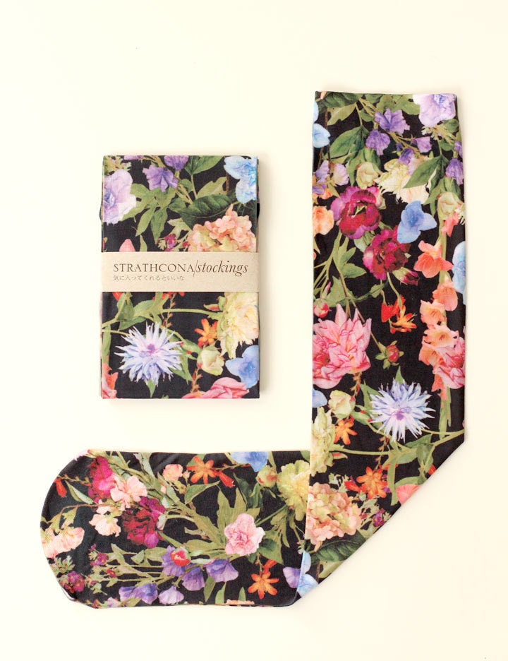 Black Floral Stocking