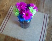 Burlap Placemats with Serged Edges and Hand Painted Double Stripes- Set of 4 - Choice of Colors