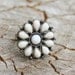 Vintage Round Face Silver and Milk Glass Ring