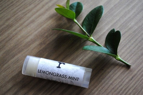 Lemongrass Mint Lip Balm - Beeswax, Shea Butter, Coconut Oil, Summer Lip Butter