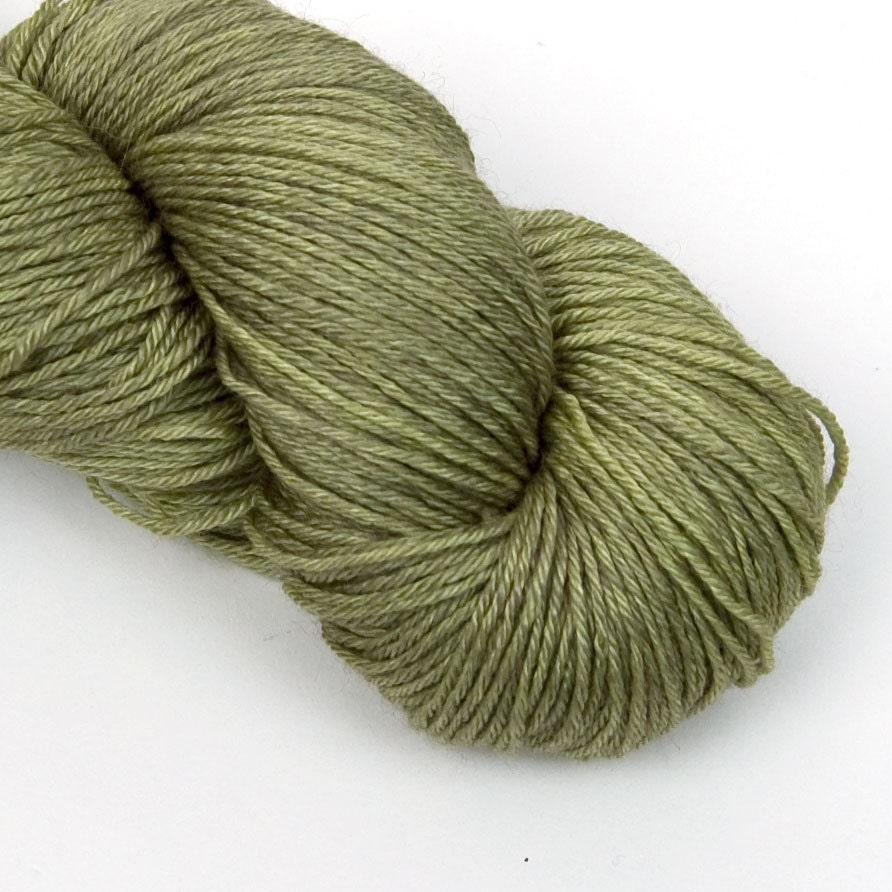 BFL Silk Fingering Yarn in Pesto Lite