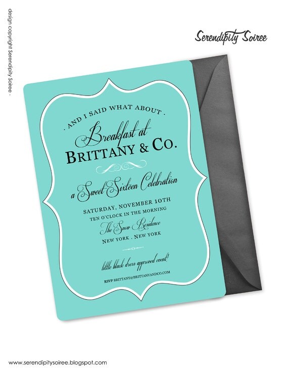 Custom Printable Invitation - Breakfast at, Birthday, Bridal Shower, Sweet Sixteen, Quinceanera Il_570xn