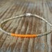 Tiny Delicate Silver & Matt Orange Bar Friendship Bracelet