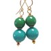 Blue and Green Earrings - Turquoise and Emerald Beaded Dangles - Gold Accents - Spring / Summer - Colorblock Jewelry