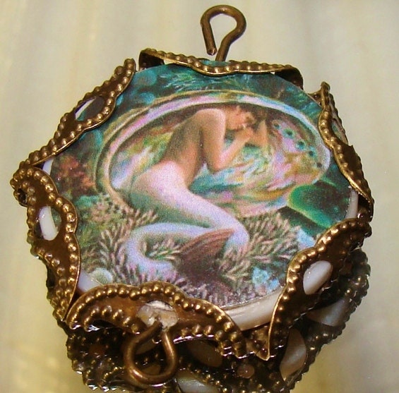 Mermaid in a shell charm image bead diy jewelry