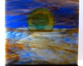 Fused Art Glass Abstract Sunset At The Beach