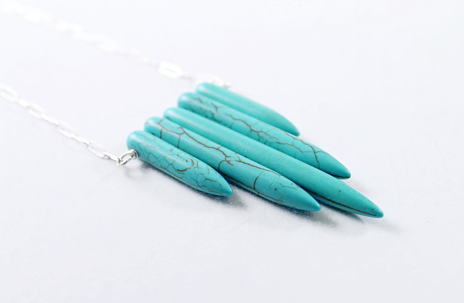 Blue necklace: long necklace turquoise tribal jewelry primitive, chevron necklace bohemian native american