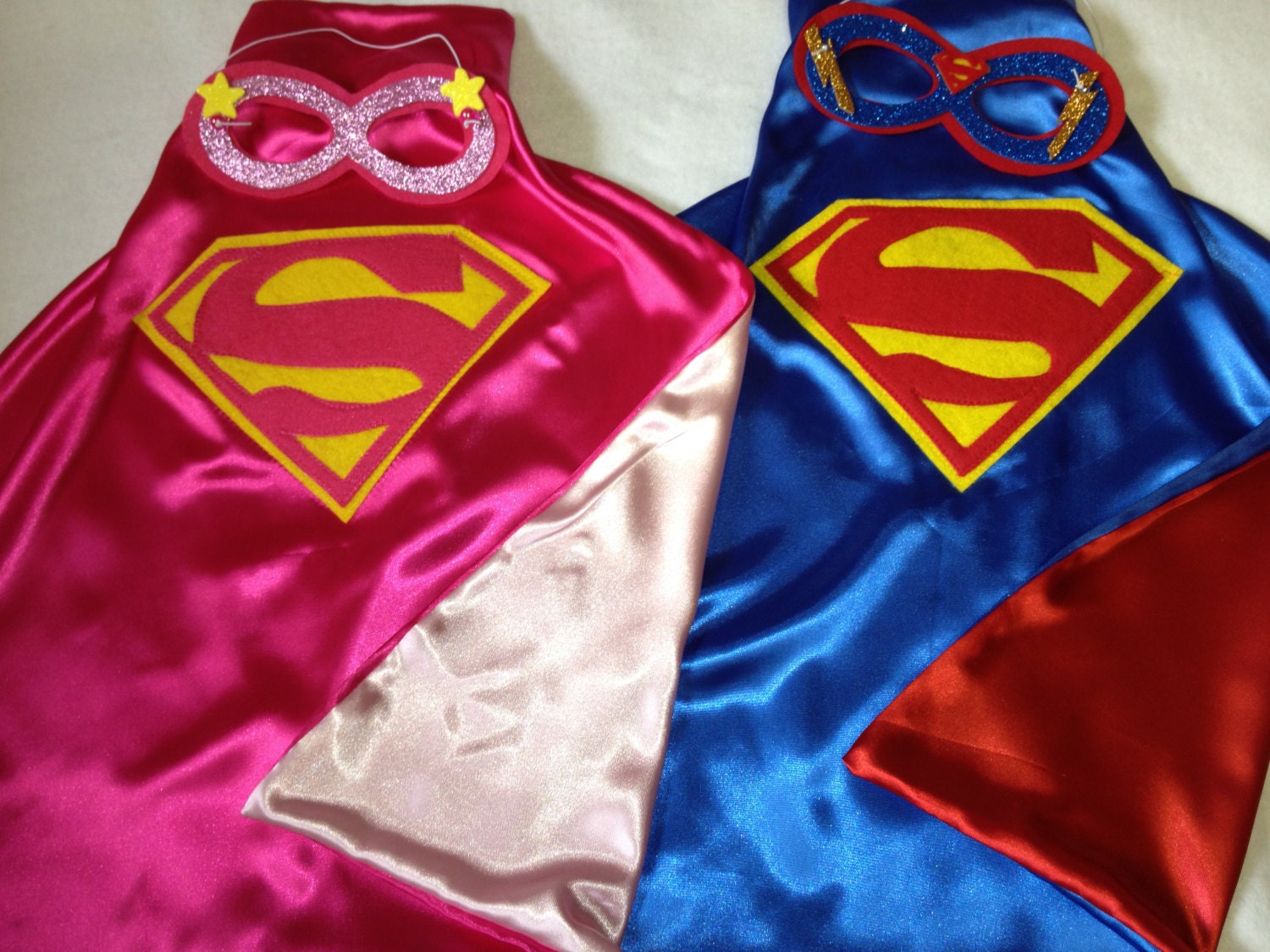 SuperMan and SuperGirl Brother Sister Matching Set Superhero Capes and Masks Choose any Superhero Batman BatGirl Wonderwoman etc
