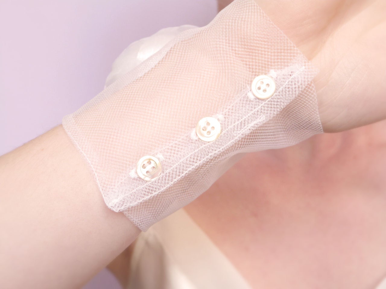 White organza flower wrist corsage Tulle & Swarovski