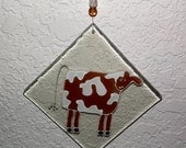 Cow Glass Recycled Tile Ornament or Suncatcher