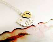 Sterling Silver Bird Necklace, Personalized Initial Necklace, Hand Stamped Jewelry, Bird, Sterling silver- FREE SHIPPING.