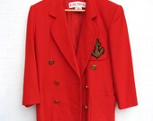 VTG 90s Escada Sailor Double Breasted Blazer in Tangerine Orange  Sz 38 / 8