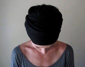 Black Head Scarf - Hair Wrap, Headband, Womens Hair Accessory - Neck Bow, Ascot - Black Sweater Scarf